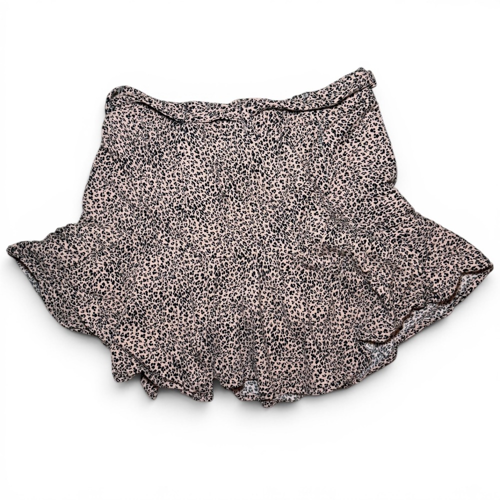 Urban Romantics Leopard Print Ruffle Mini Skort Built In Shorts Boho Skirt XS